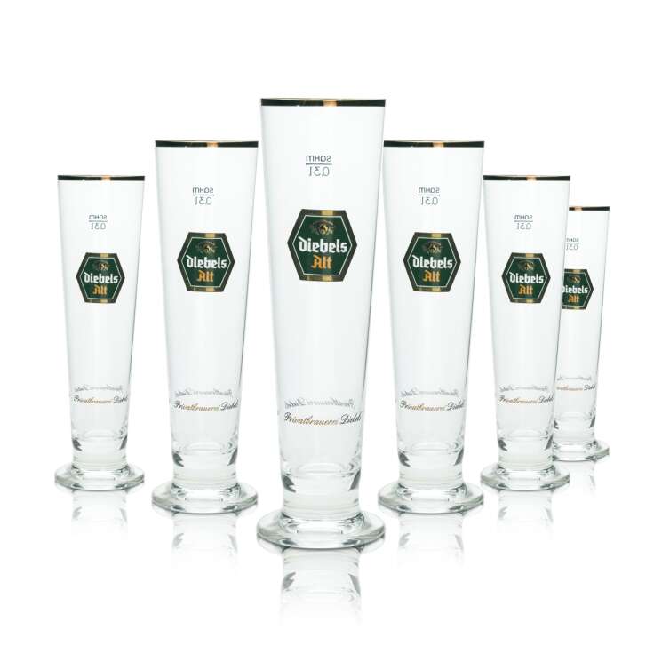 6x Diebels Alt beer glass 0.3l goblet Sahm Pils glasses export tulip goblet