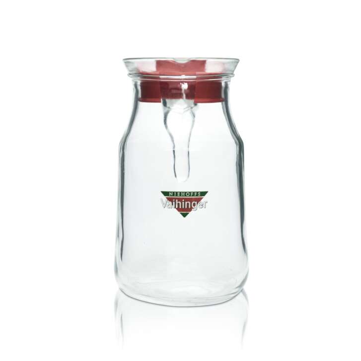 1x Vaihinger juice carafe 1L red lid jug spout jug bar drinks glasses