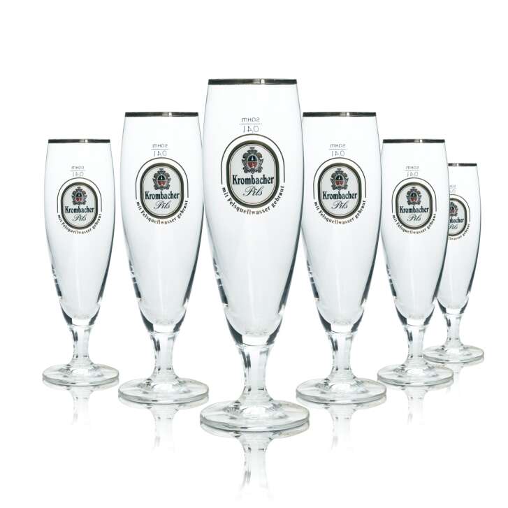 6x Krombacher Beer Glass Goblet Exclusive 0,4l Tulip Glasses Pils Kelch Sahm Export