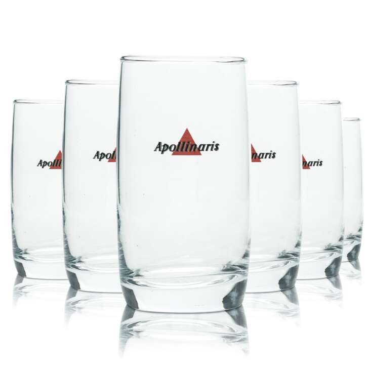 6x Apollinaris water glass 0,2l mug logo tumbler gastro hotel bar glasses