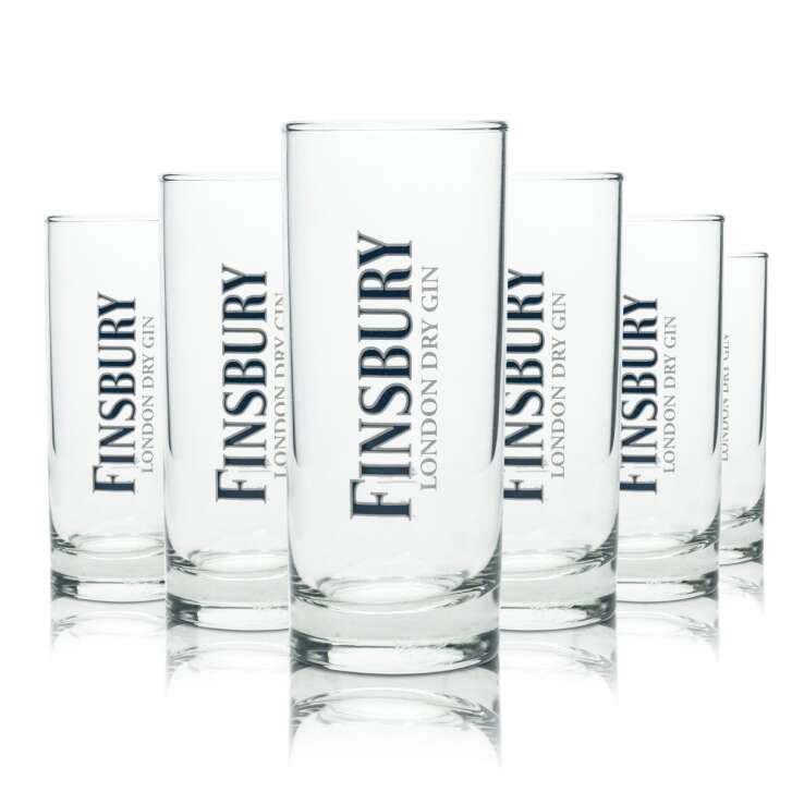6x Finsbury Gin Glass 0,3l Longdrink London Dry Tumbler Glasses Cocktail Tonic Bar