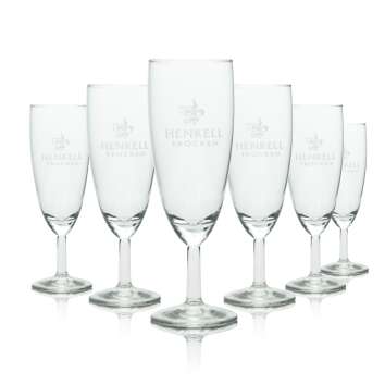 6x Henkell Dry Sparkling Wine Glass Flute 0.1l Champagne...