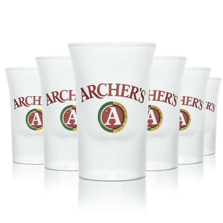 6x Archers Schnapps Glass Shot 2cl Milk Glass Short Stamper Glasses Peach Liqueur Bar