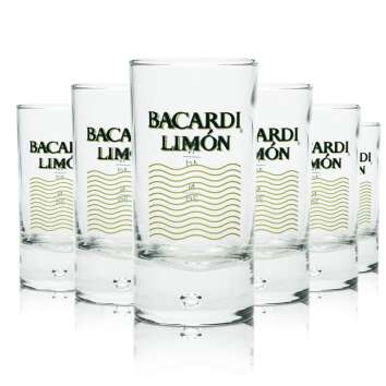 6x Bacardi Limon Rum Glass Shot 2cl 4cl Short Glasses...