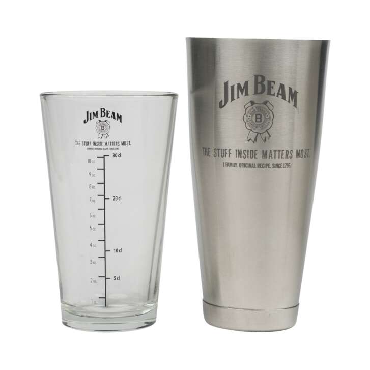 Jim Beam Bosten Shaker Glass Metal Whiskey Cocktail Mixer Bartender Bourbon