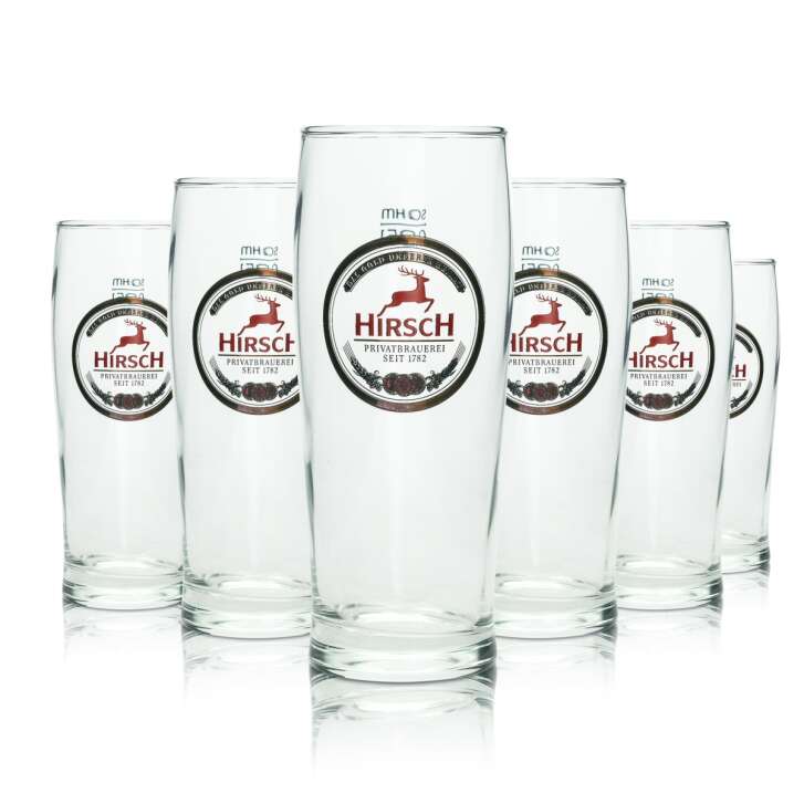 6x Hirsch Bräu Beer Glass 0,25l Mug Trumpf Sahm Willi Tumbler Pils Glasses Beer