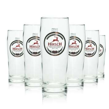 6x Hirsch Bräu Beer Glass 0,25l Mug Trumpf Sahm...