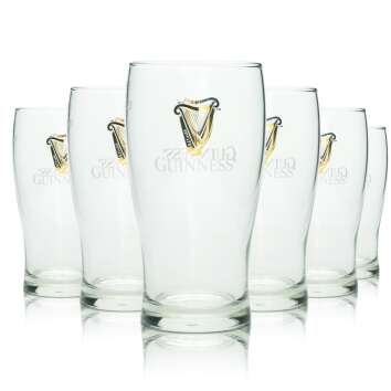 6x Guinness Beer Glass 0,4l Tulip Mug Sahm Glasses Logo...