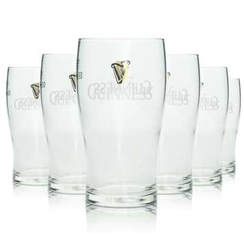 6x Guinness Beer Glass 0,2l Tulip Tumbler Mug Sahm...