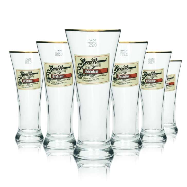 6x Berg Brewery Beer Glass 0,25l Ulrichsbier Tuborg Sahm Goblet Glasses Tulip Pils