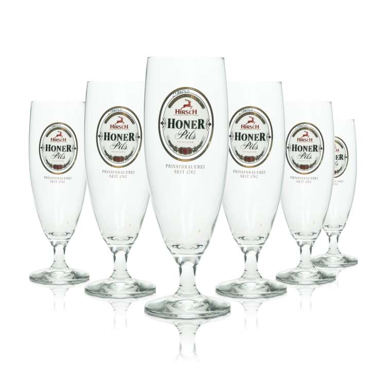 6x Hirsch Bräu beer glass 0.25l goblet Pils Sahm glasses tulip brewery stemmed glass