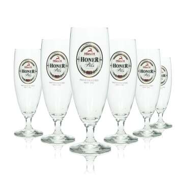 6x Hirsch Bräu beer glass 0.25l goblet Pils Sahm...