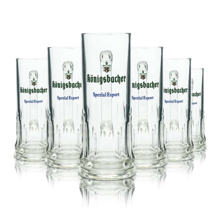 6x Königsbacher beer glass 0.5l Krug Spezial Export Seidel Henkel Gläser Humpen