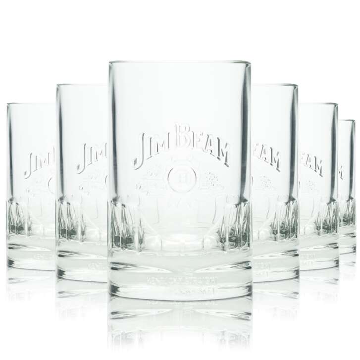 6x Jim Beam Whiskey Glass 0,2l Tumbler Relief Print Glasses Retro Rare Longdrink