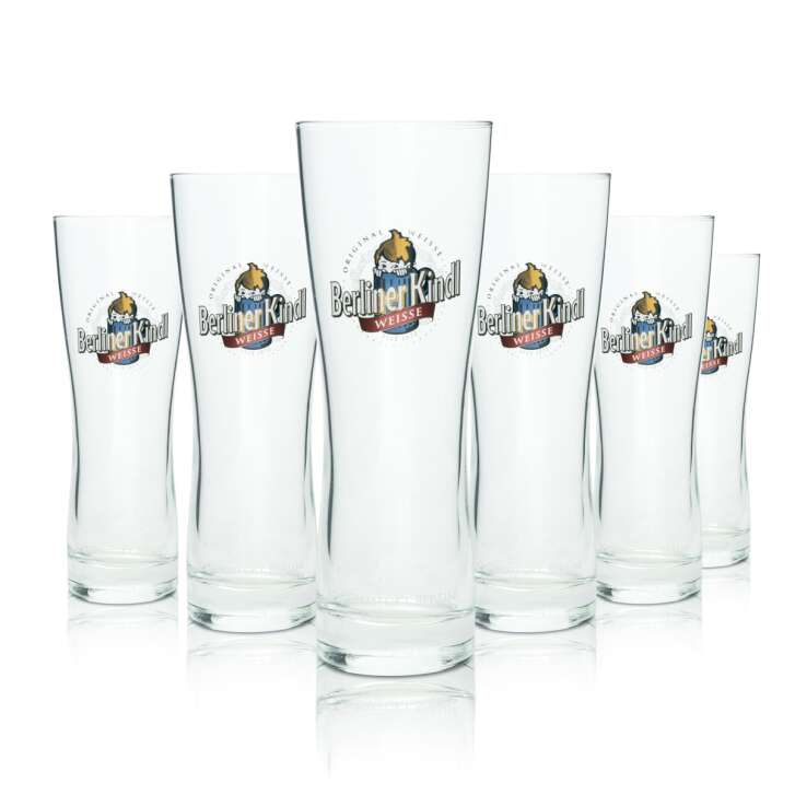 6x Berliner Kindl Beer Glass 0,3l Mug Weisse Sahm Willi Glasses Longdrink Tulip