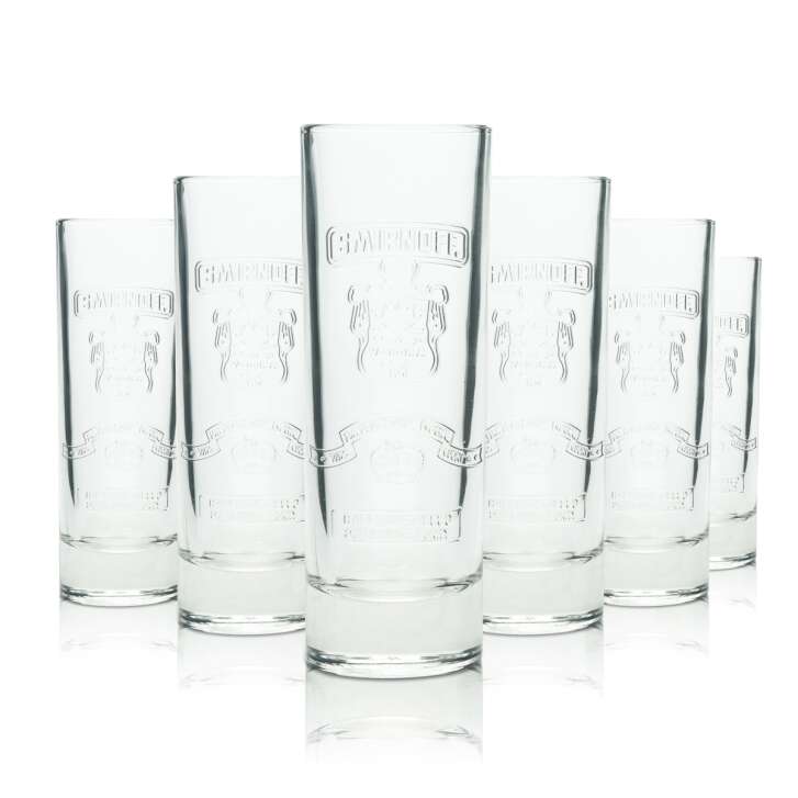 6x Smirnoff Vodka Glass 0,2l Longdrink Tumbler Relief Retro Logo Collector Glasses