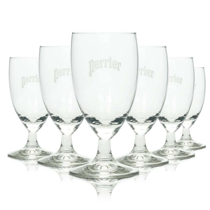 6x Perrier water glass 0.2l goblet goblet glasses drinking stem gastro goblet tulip