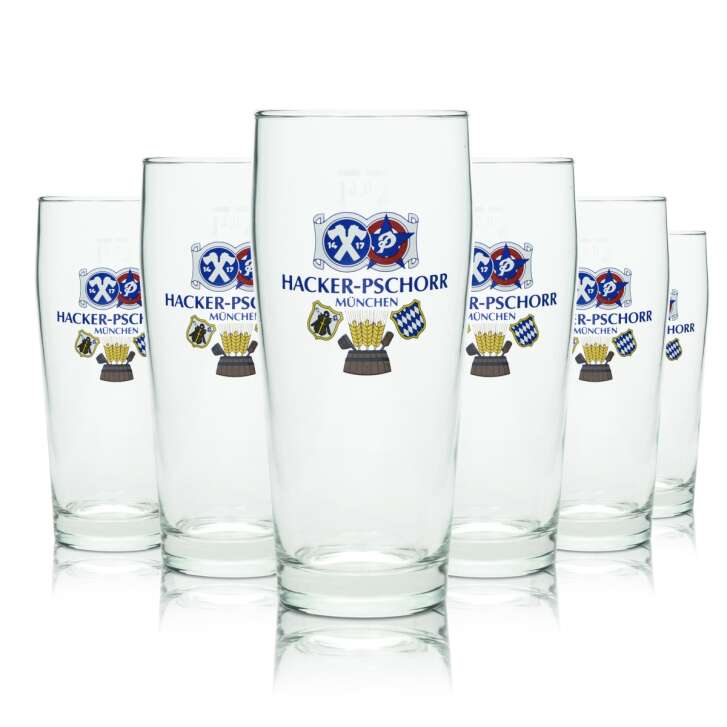 6x Hacker Pschorr Beer Glass 0,4l Mug Ruhr Glasses Willi Tumbler Helles Pils