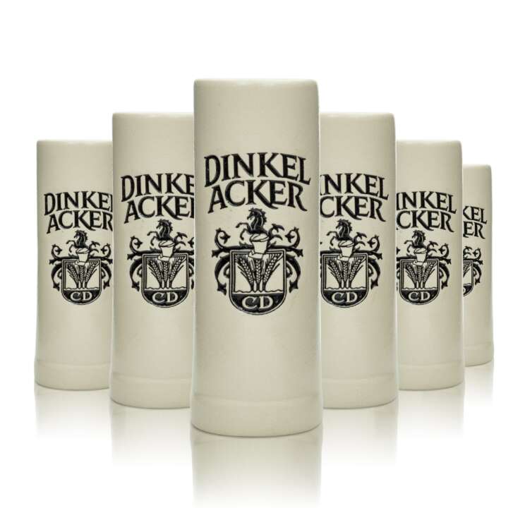 6x Dinkel Acker beer mug 0.3l CD earthenware glasses ceramic Seidel Pils glass mugs