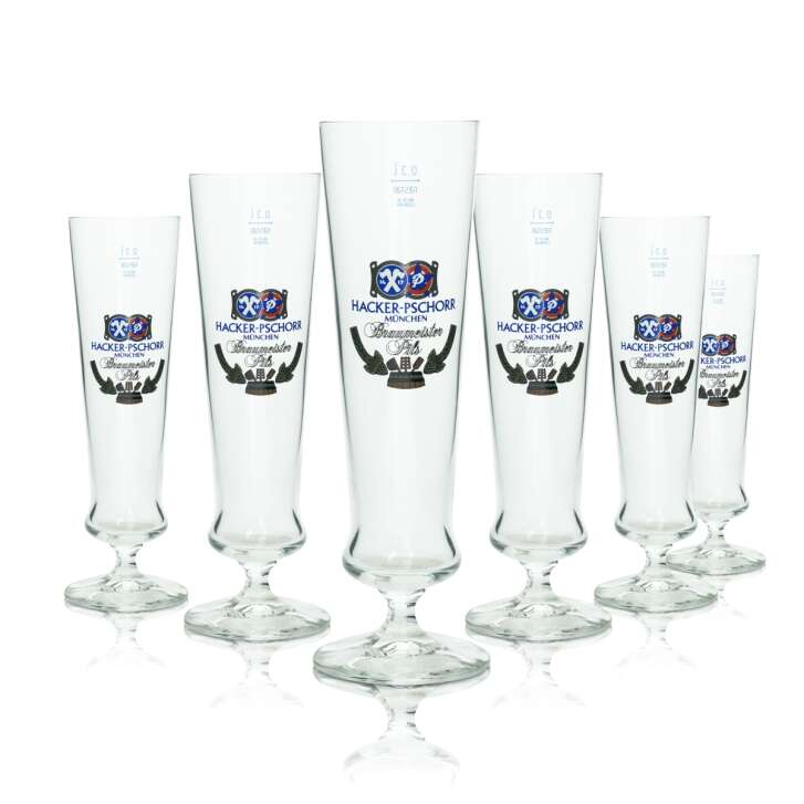 6x Hacker Pschorr beer glass 0,3l goblet Rastal Pils glasses tulip Braumeister Beer