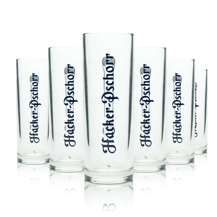 6x Hacker Pschorr beer glass 0,3l mug Sahm Seidel handle glasses lettering Beer