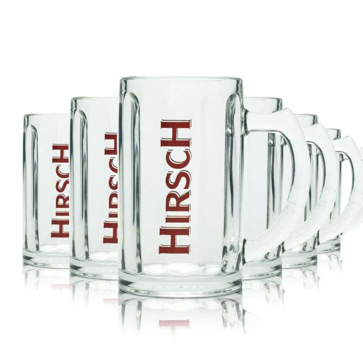 6x Hirsch Bräu beer glass 0.2l mug Rastal Seidel Pils glasses handle mugs tankards