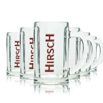 6x Hirsch Bräu beer glass 0.2l mug Rastal Seidel...