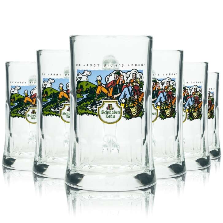 6x Schwaben Bräu beer glass 0,3l mug Cannstatter Volksfest 1995 Seidel glasses