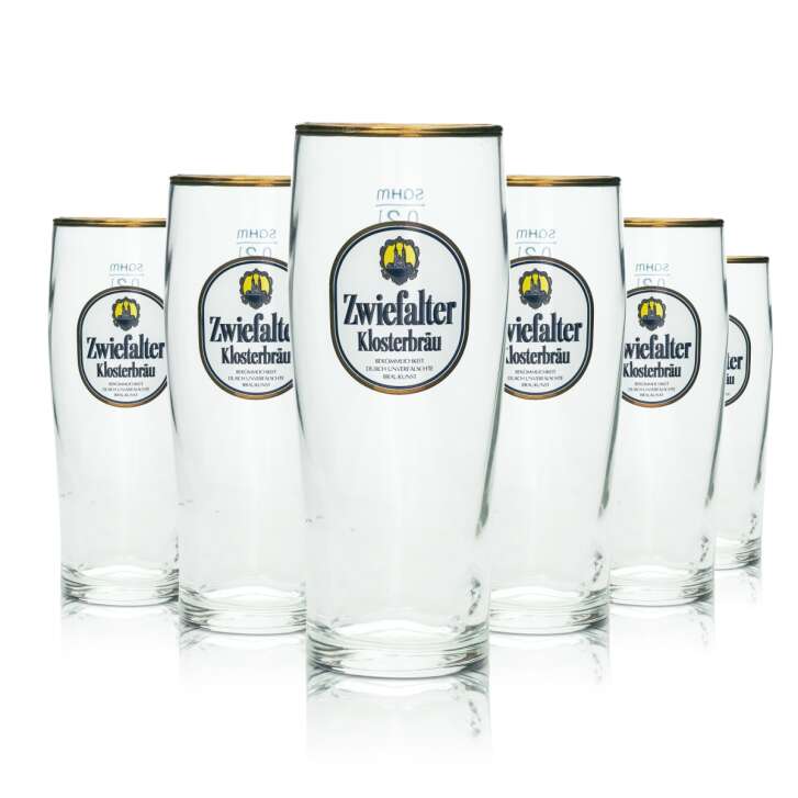 6x Zwiefalter Beer Glass 0,2l Klosterbräu Mug Trumpf Sahm Willi Tumbler Glasses