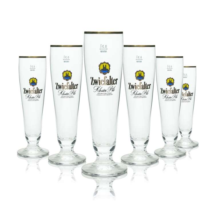 6x Zwiefalter beer glass 0,3l Kloster Pils Pokal Rastal glasses Beer Tulip stem