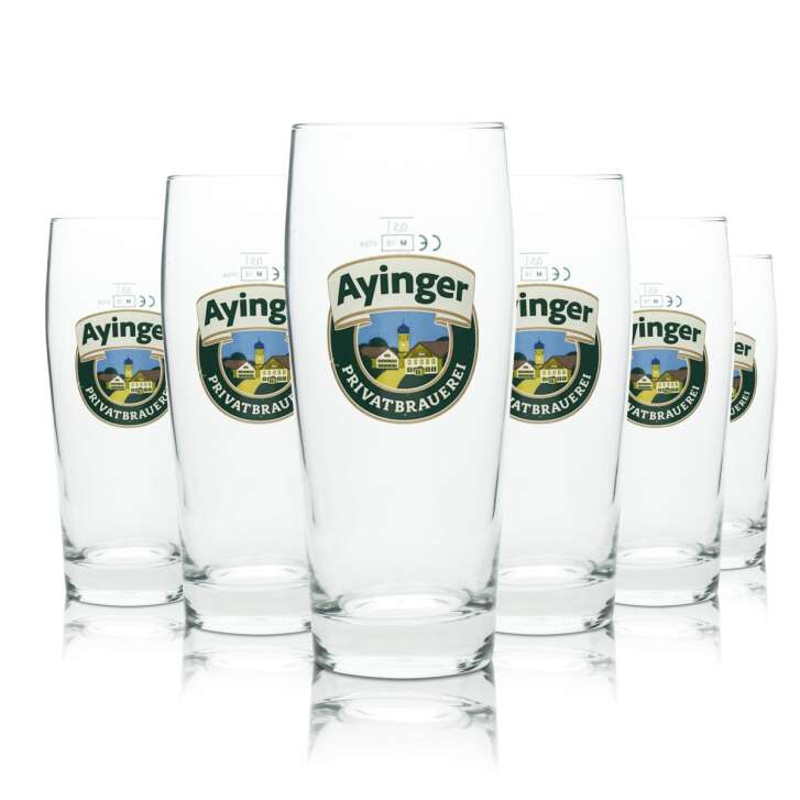 6x Ayinger beer glass 0,5l mug private brewery Willi glasses Pils Beer Helles