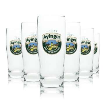 6x Ayinger beer glass 0,5l mug private brewery Willi...