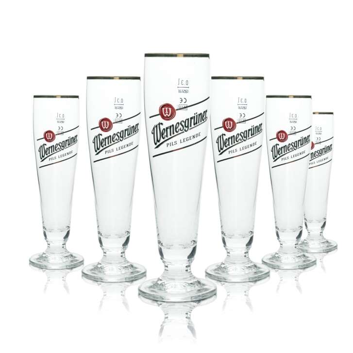 6x Wernesgrüner beer glass 0.3l goblet Pils legend Rastal tulip glasses Beer Bar