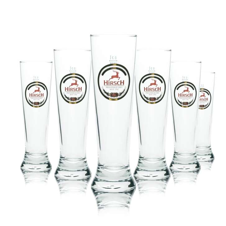 6x Hirsch Bräu beer glass 0,3l goblet Rastal tulip glasses Willi mug brewery