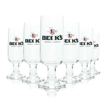 6x Becks Beer Glass 0,2l Goblet Ritzenhoff Tulip Glasses...