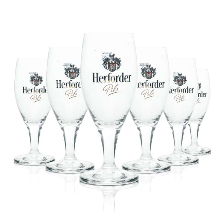 6x Herforder Pils Beer Glass 0,2l Tulip Jupiter Rastal Cup Glasses Brewery Beer