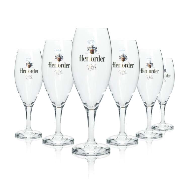 6x Herforder Pils Beer Glass 0,4l Goblet Imperial Sahm Tulip Glasses Brewery Stiel