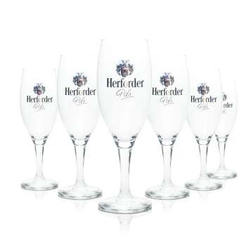 6x Herforder Pils beer glass 0,25l goblet Pegasus Rastal...