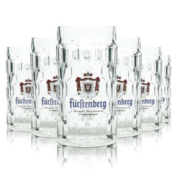 6x Fürstenberg beer glass 0,5l mug Kronen Seidel...