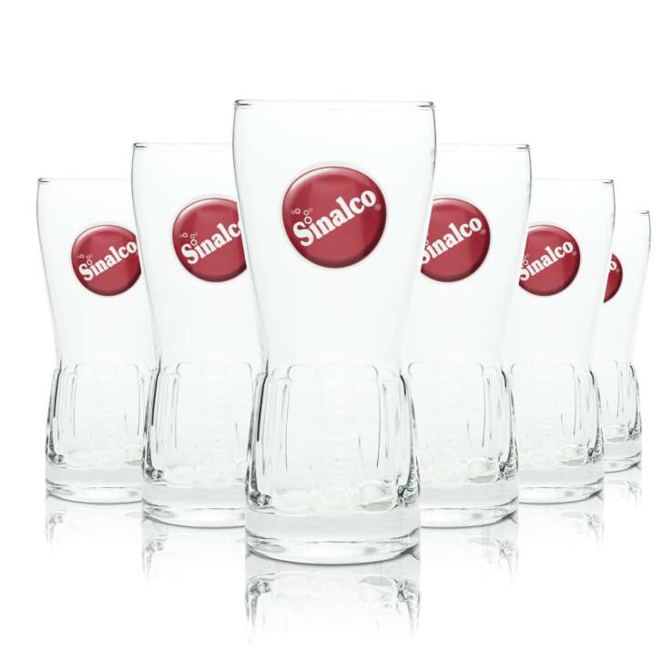 6x Sinalco Glass 0,4l Tumbler Relief Amsterdam Glasses Lemonade Softdrinks Bar