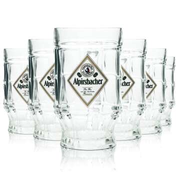 6x Alpirsbacher beer glass 0,5l mug Klosterbräu Sahm...