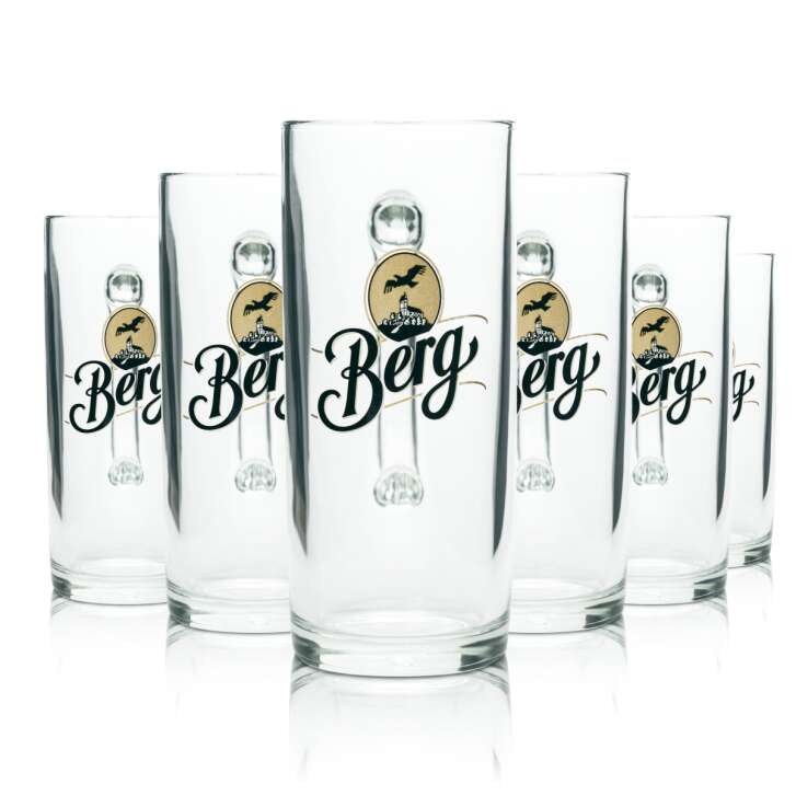 6x Berg Brauerei beer glass 0,5l jug Sahm Seidel handle glasses jugs tankards