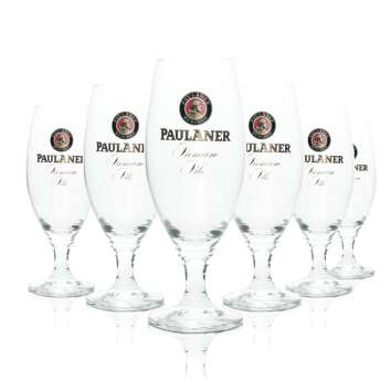 6x Paulaner Beer Glass 0,3l Goblet Premium Pils RC Tulip...