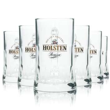 6x Holsten beer glass 0,3l mug Salzburg Sahm Seidel...