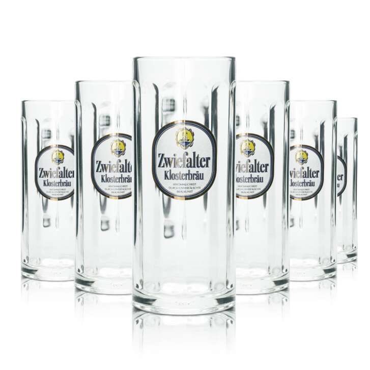 6x Zwiefalter beer glass 0,3l mug Deutschherren Seidel Rastal handle glasses Beer