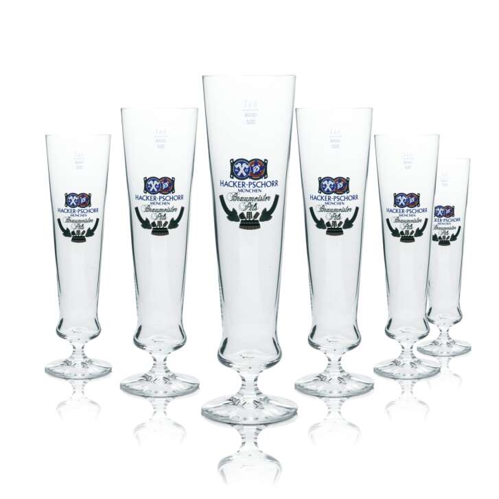 6x Hacker Pschorr beer glass 0,4l goblet Braumeisterpils Rastal tulip flute glasses