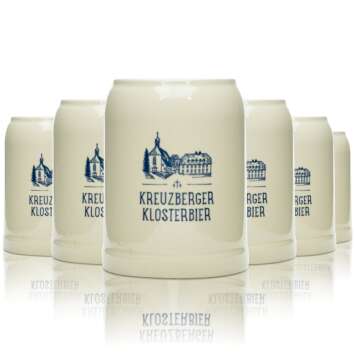 6x Kreuzberger Klosterbräu beer glass mug 0.5l clay...