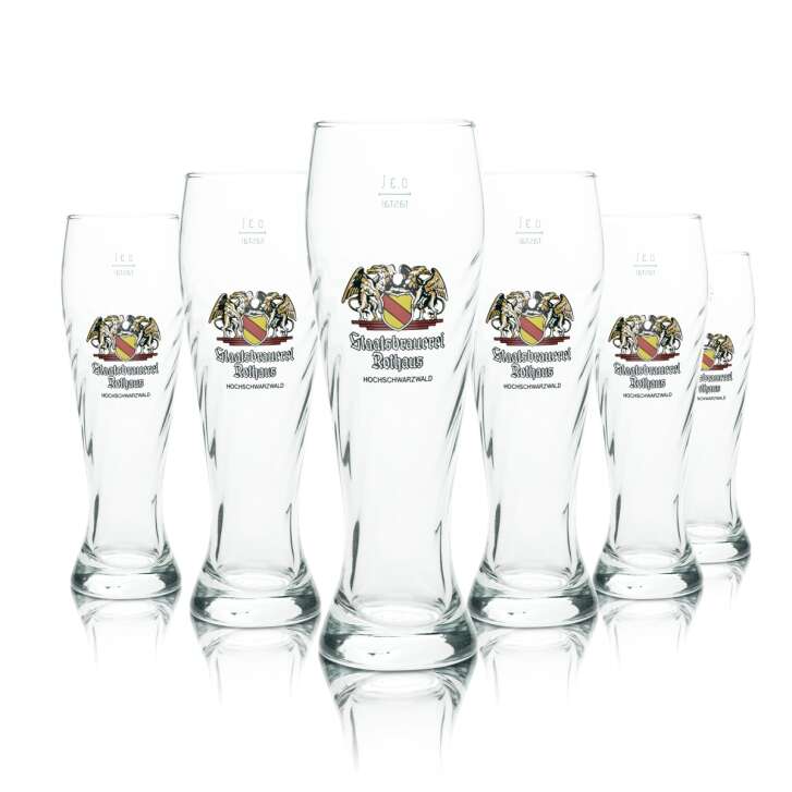 6x Rothaus Staatsbrauerei beer glass 0.3l wheat beer glasses Relief Beer