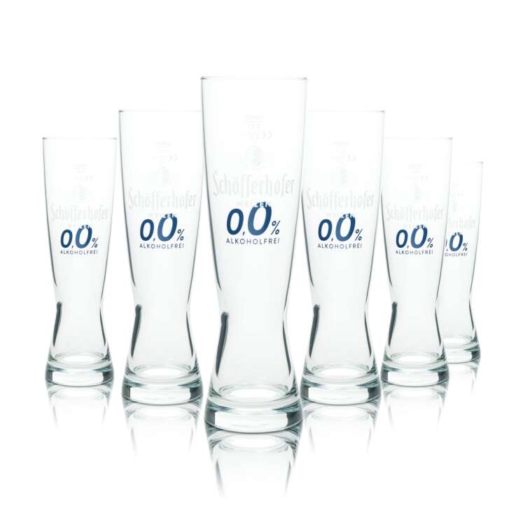 6x Schöfferhofer beer glass 0.5l wheat beer 0.0% alcohol free Sahm Hefe wheat glasses