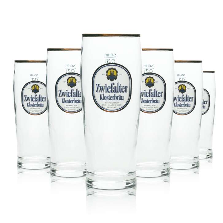 6x Zwiefalter Beer Glass 0,3l Mug Trumpf Sahm Willi Glasses Pils Export Beer